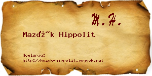 Mazák Hippolit névjegykártya
